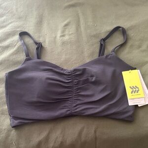 All in Motion black Ruched Bralette with Adjustable Straps